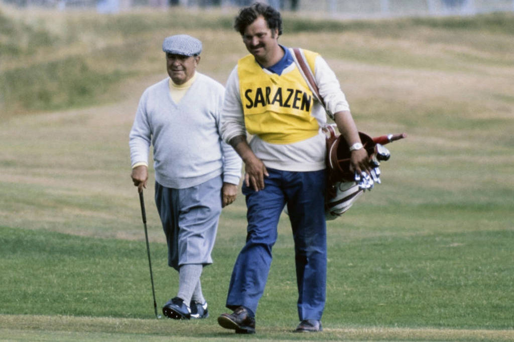 Gene Sarazen (left) during his final appearance at The Open in 1973